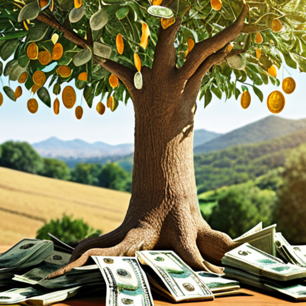 **

A flourishing tree with money growing on its branches being harvested, symbolizing a successful Private Equity exit. The tree represents a company nurtured by the PE firm. The money represents the returns. The background is a sunny landscape representing a favorable market.

**